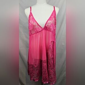Pink Lace Mesh Floral Bow Chemise 5XL Fairycore Coquette Sexy‎ Romantic Feminine